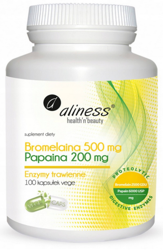 aliness Bromelaina 500mg Papaina 200mg enzymy trawienne 100 vege kapsułek