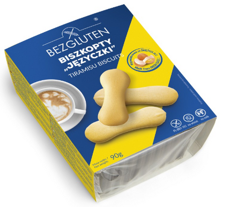 BEZGLUTEN Biszkopty języczki bezglutenowe bez skrobii pszennej 90g