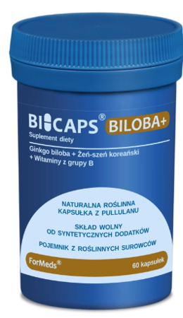 ForMeds Bicaps Biloba + (ginko biloba, żeń-szeń syberyjski + witaminy z grupy B) 60 kapsułek