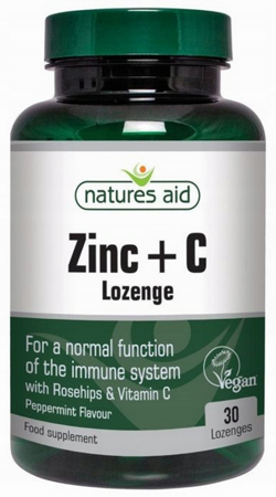 Natures Aid Zinc cynk + witamina C do ssania 30 tabletek
