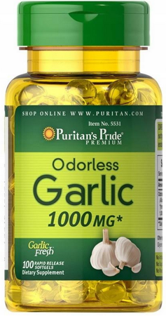 Puritan's Pride Garlic czosnek bezzapachowy 1000mg 100 kapsułek żelowych