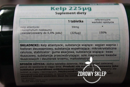 Swanson Kelp atlantycki glony 225mcg 250 tabletek