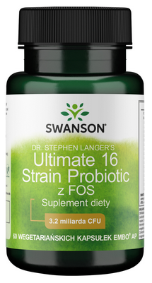Swanson Ultimate 16 Strain Probiotic probiotyk minerały FOS 60 vege kapsułek