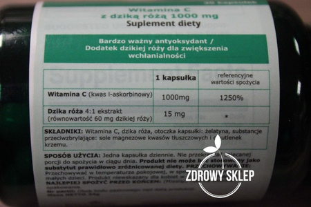 Swanson Vitamin C Rose Hips witamina z dziką różą 1000mg 30 kapsułek