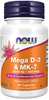 NOW Foods Mega D-3 5000IU & K-2 MK-7 180mcg 60 vege kapsułek